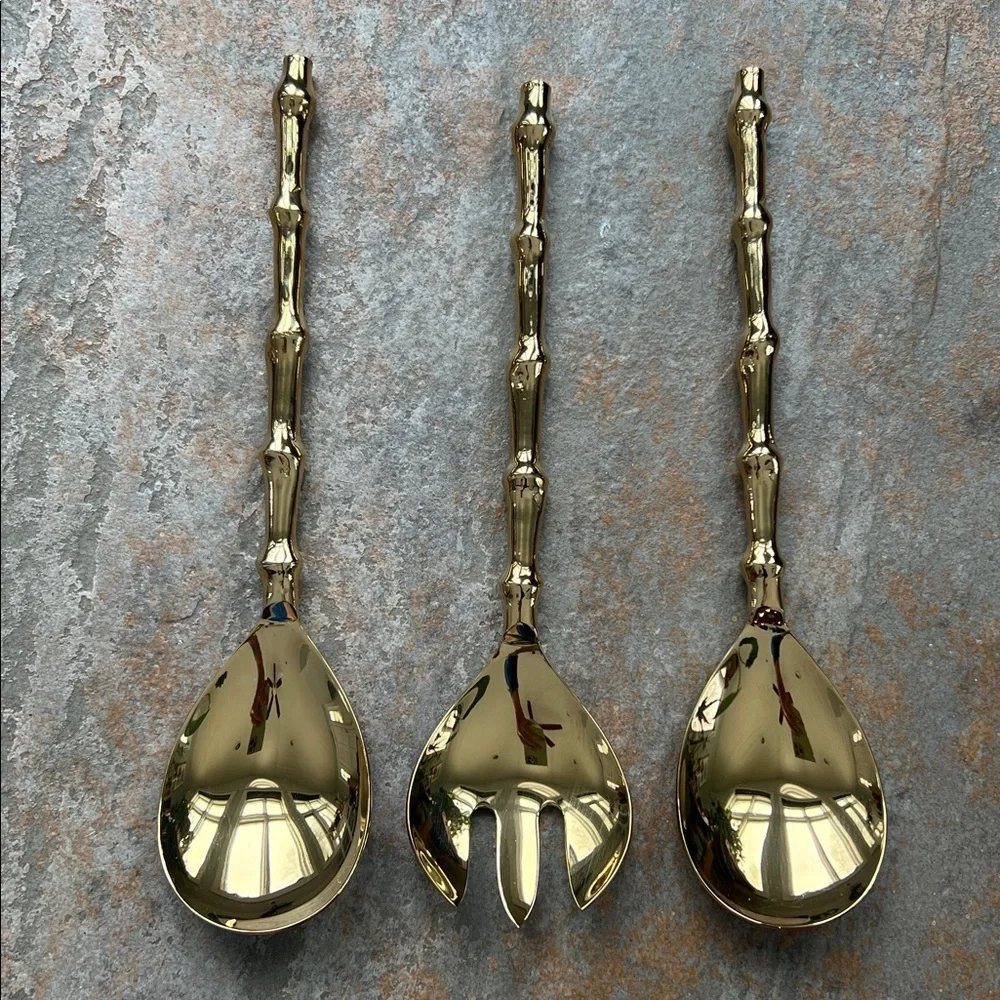 Elegant Gold Bamboo Cutlery Set
